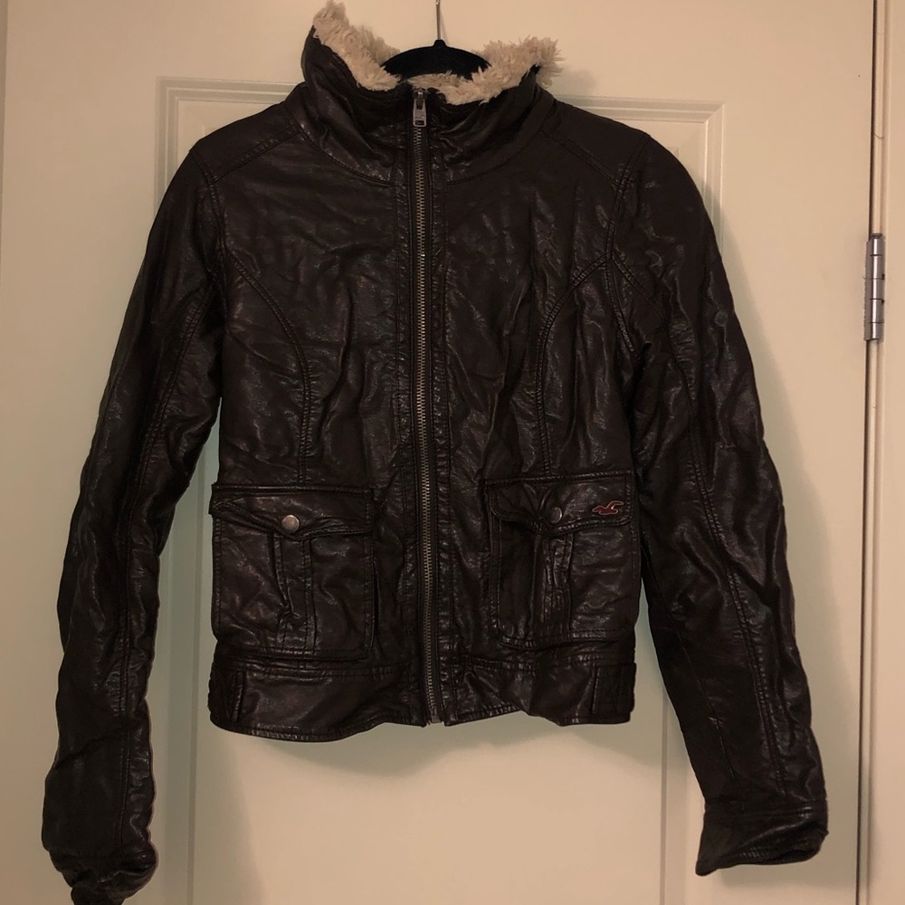 Hollister Brown Faux Leather Jacket. Vintage style
